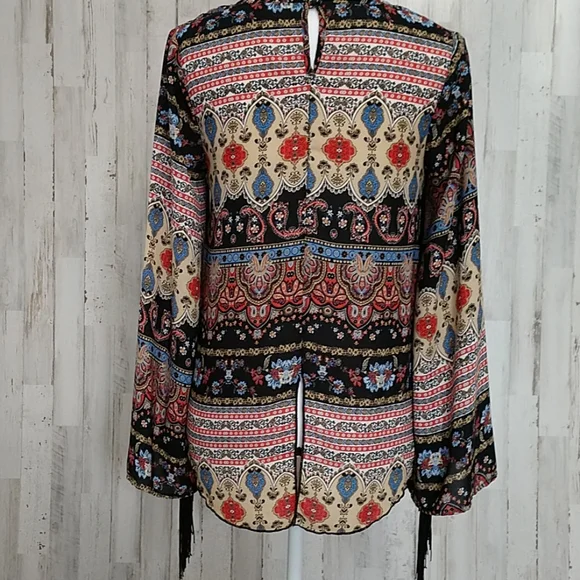 See You Monday Boho Fringe Floral Hi/Low Blouse - Picture 2 of 8